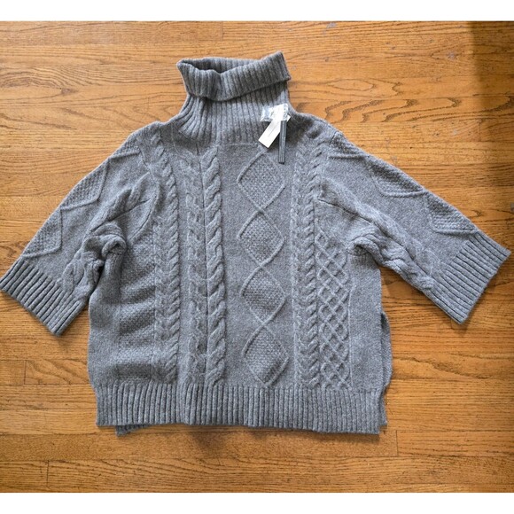 Anthropologie Michael Stars Turtleneck Pullover Sweater Gray Size Med $258 MSRP - Picture 1 of 9